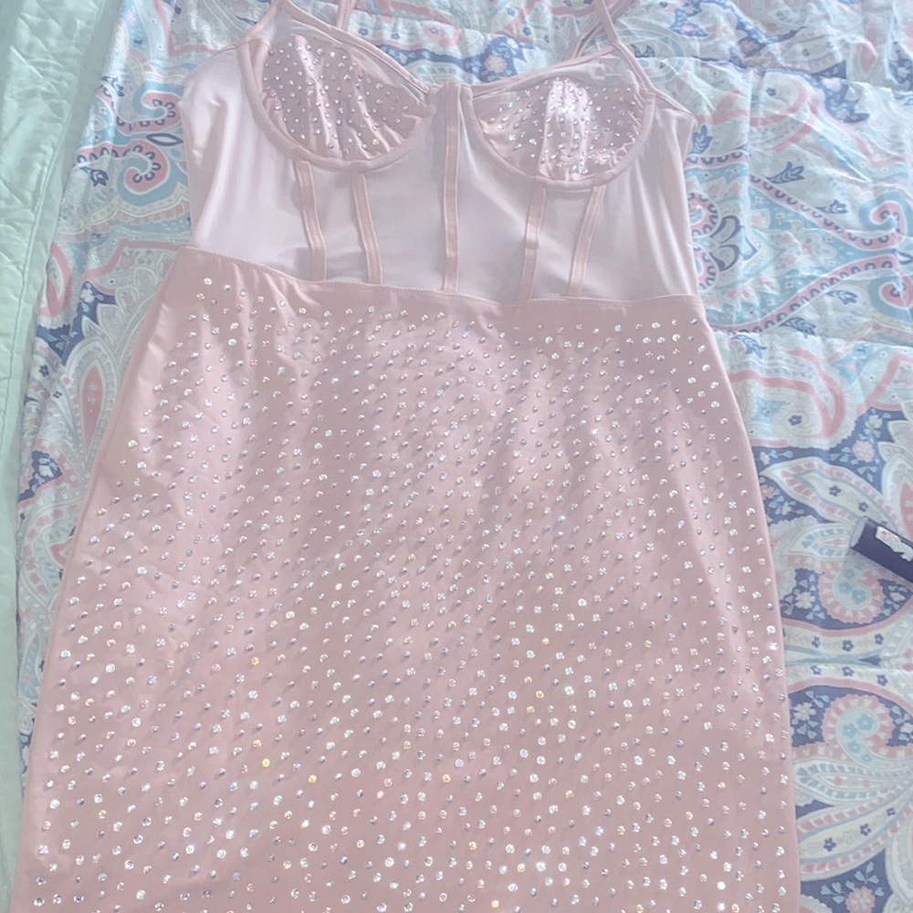 Mauve /rose gold mini dress